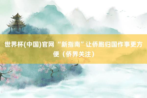 世界杯(中国)官网 “新指南”让侨胞归国作事更方便(侨界关注)