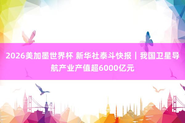2026美加墨世界杯 新华社泰斗快报|我国卫星导航产业产值超6000亿元