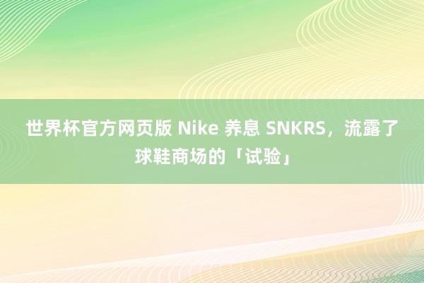 世界杯官方网页版 Nike 养息 SNKRS,流露了球鞋商场的「试验」