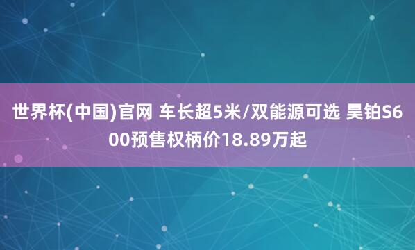世界杯(中国)官网 车长超5米/双能源可选 昊铂S600预售权柄价18.89万起
