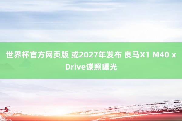 世界杯官方网页版 或2027年发布 良马X1 M40 xDrive谍照曝光