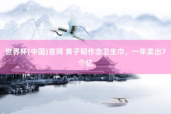 世界杯(中国)官网 黄子韬作念卫生巾,一年卖出7个亿
