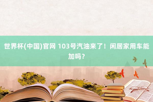 世界杯(中国)官网 103号汽油来了!闲居家用车能加吗?