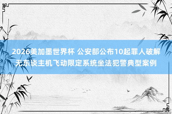 2026美加墨世界杯 公安部公布10起罪人破解无东谈主机飞动限定系统坐法犯警典型案例