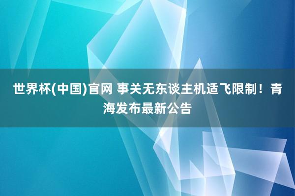 世界杯(中国)官网 事关无东谈主机适飞限制!青海发布最新公告