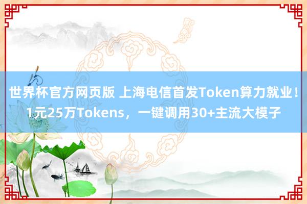 世界杯官方网页版 上海电信首发Token算力就业!1元25万Tokens,一键调用30+主流大模子