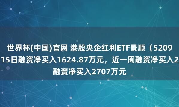 世界杯(中国)官网 港股央企红利ETF景顺(520990)5月15日融资净买入1624.87万元,近一周融资净买入2707万元