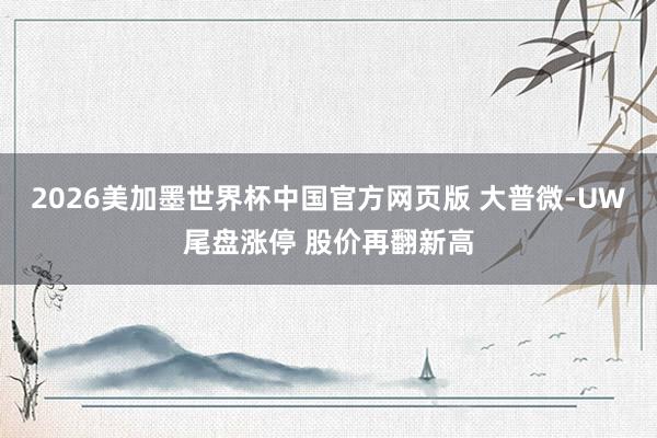 2026美加墨世界杯中国官方网页版 大普微-UW尾盘涨停 股价再翻新高