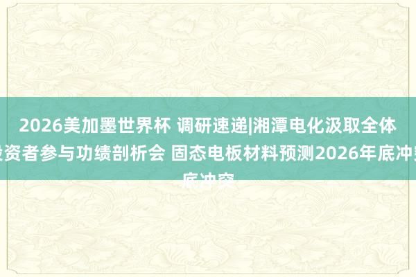 2026美加墨世界杯 调研速递|湘潭电化汲取全体投资者参与功绩剖析会 固态电板材料预测2026年底冲突