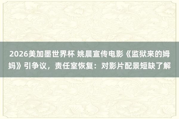 2026美加墨世界杯 姚晨宣传电影《监狱来的姆妈》引争议,责任室恢复:对影片配景短缺了解