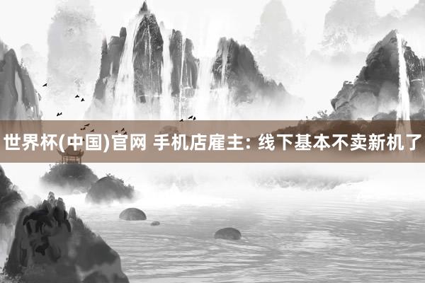 世界杯(中国)官网 手机店雇主: 线下基本不卖新机了