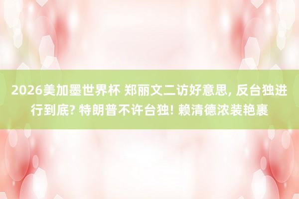 2026美加墨世界杯 郑丽文二访好意思, 反台独进行到底? 特朗普不许台独! 赖清德浓装艳裹
