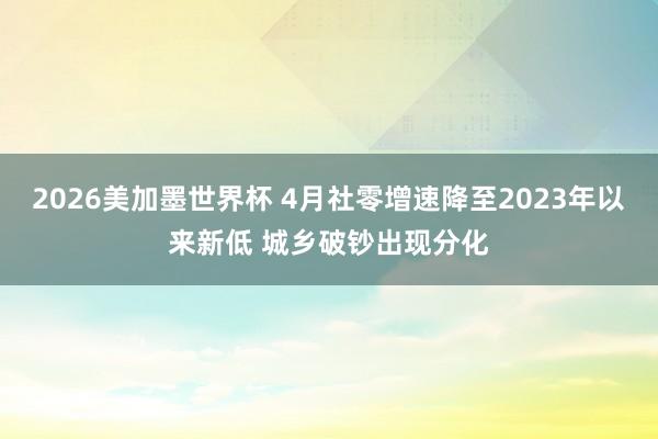 2026美加墨世界杯 4月社零增速降至2023年以来新低 城乡破钞出现分化