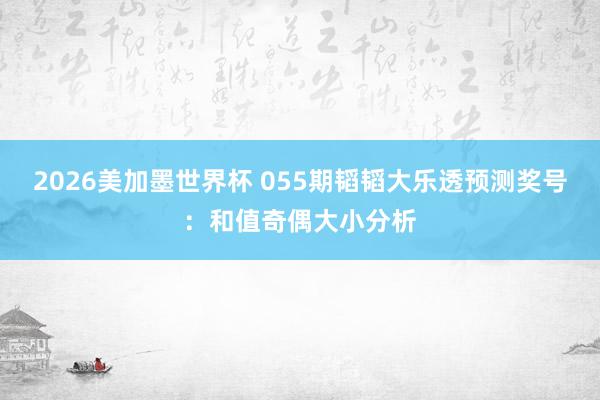 2026美加墨世界杯 055期韬韬大乐透预测奖号:和值奇偶大小分析