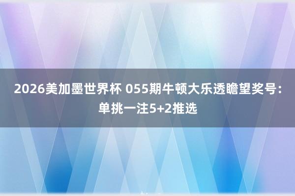 2026美加墨世界杯 055期牛顿大乐透瞻望奖号:单挑一注5+2推选