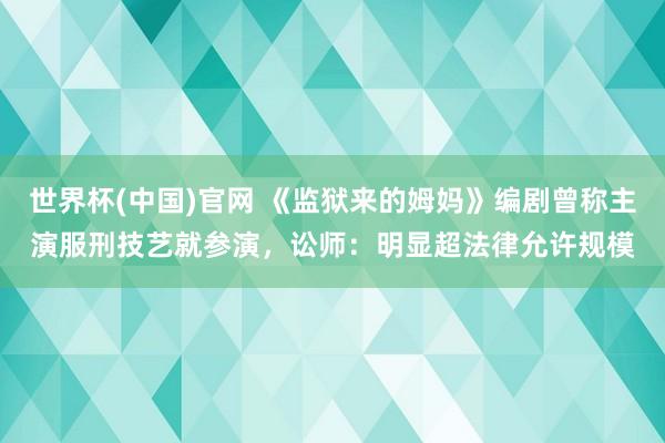 世界杯(中国)官网 《监狱来的姆妈》编剧曾称主演服刑技艺就参演,讼师:明显超法律允许规模