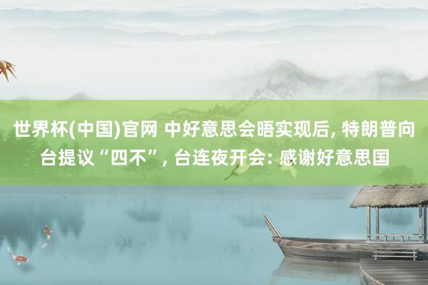 世界杯(中国)官网 中好意思会晤实现后, 特朗普向台提议“四不”, 台连夜开会: 感谢好意思国