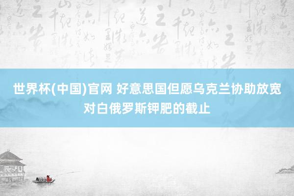 世界杯(中国)官网 好意思国但愿乌克兰协助放宽对白俄罗斯钾肥的截止