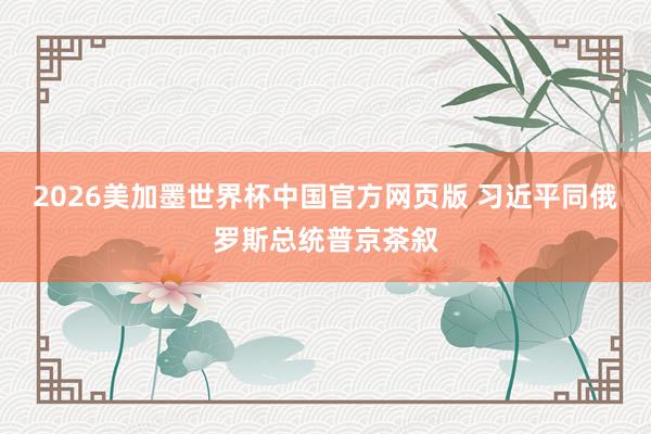 2026美加墨世界杯中国官方网页版 习近平同俄罗斯总统普京茶叙
