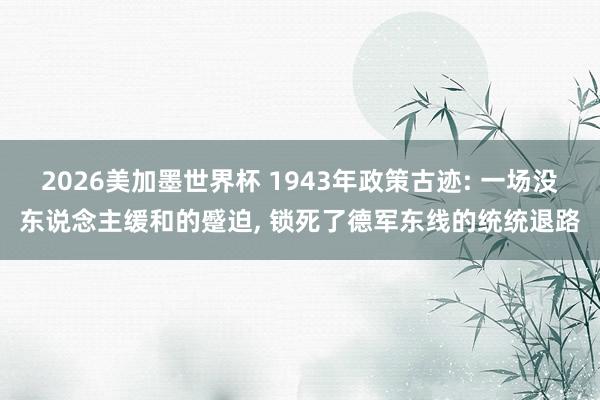 2026美加墨世界杯 1943年政策古迹: 一场没东说念主缓和的蹙迫, 锁死了德军东线的统统退路