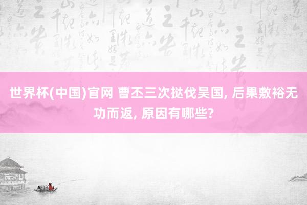 世界杯(中国)官网 曹丕三次挞伐吴国, 后果敷裕无功而返, 原因有哪些?