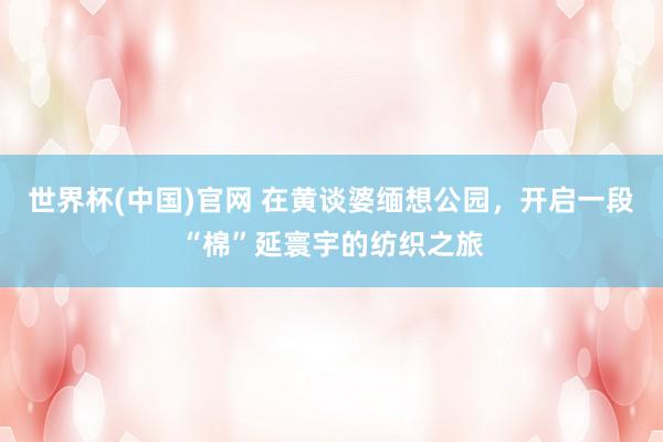 世界杯(中国)官网 在黄谈婆缅想公园,开启一段“棉”延寰宇的纺织之旅
