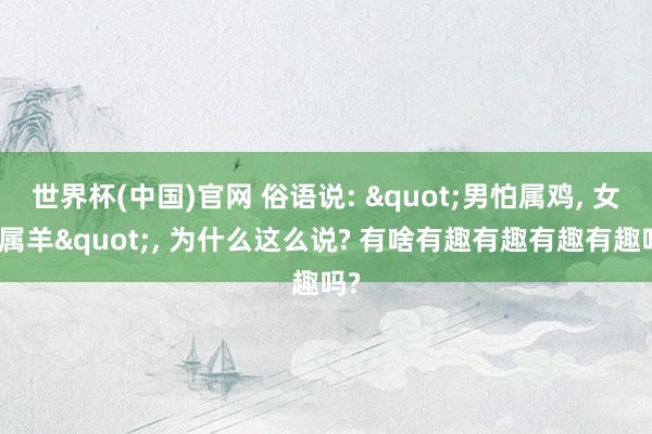 世界杯(中国)官网 俗语说: "男怕属鸡, 女怕属羊", 为什么这么说? 有啥有趣有趣有趣有趣吗?