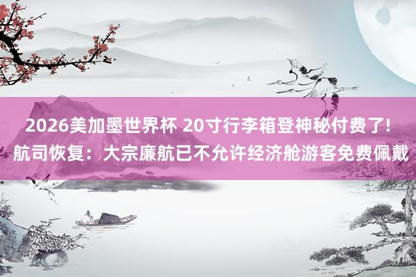 2026美加墨世界杯 20寸行李箱登神秘付费了! 航司恢复:大宗廉航已不允许经济舱游客免费佩戴