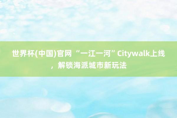 世界杯(中国)官网 “一江一河”Citywalk上线,解锁海派城市新玩法