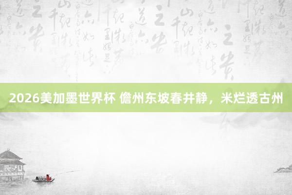 2026美加墨世界杯 儋州东坡春井静,米烂透古州