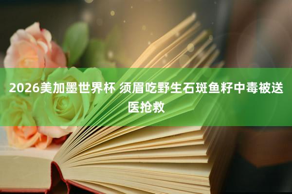 2026美加墨世界杯 须眉吃野生石斑鱼籽中毒被送医抢救