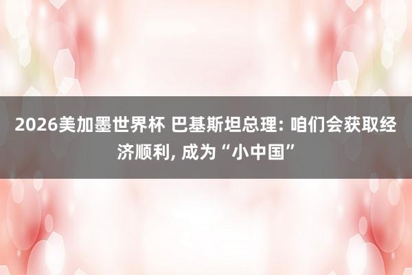 2026美加墨世界杯 巴基斯坦总理: 咱们会获取经济顺利, 成为“小中国”