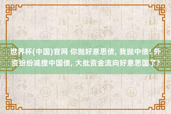 世界杯(中国)官网 你抛好意思债, 我抛中债! 外资纷纷减捏中国债, 大批资金流向好意思国了?