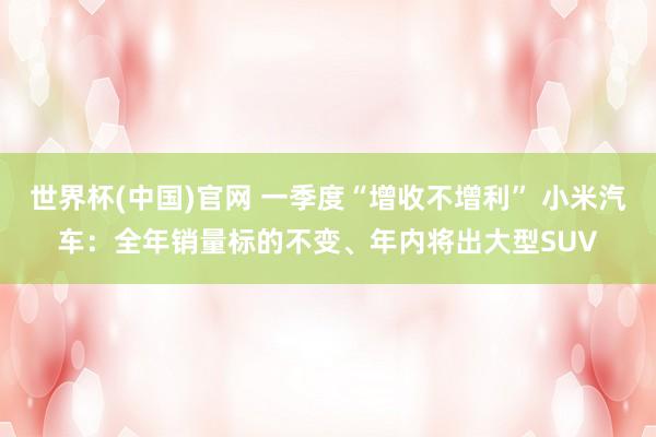 世界杯(中国)官网 一季度“增收不增利” 小米汽车:全年销量标的不变、年内将出大型SUV