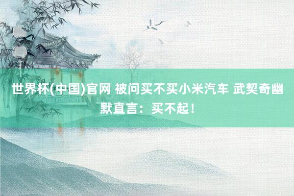 世界杯(中国)官网 被问买不买小米汽车 武契奇幽默直言:买不起!