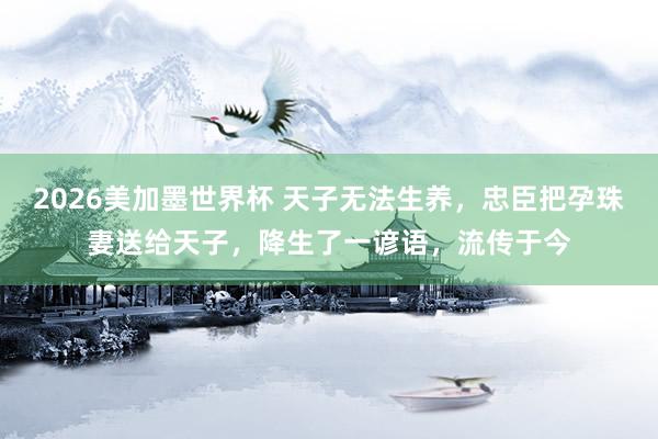2026美加墨世界杯 天子无法生养,忠臣把孕珠妻送给天子,降生了一谚语,流传于今