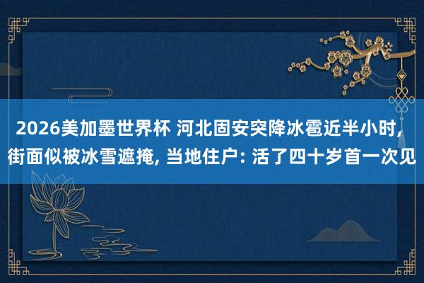 2026美加墨世界杯 河北固安突降冰雹近半小时, 街面似被冰雪遮掩, 当地住户: 活了四十岁首一次见