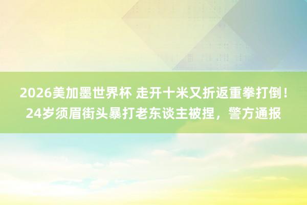 2026美加墨世界杯 走开十米又折返重拳打倒!24岁须眉街头暴打老东谈主被捏,警方通报
