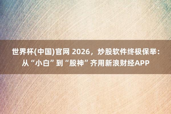 世界杯(中国)官网 2026,炒股软件终极保举:从“小白”到“股神”齐用新浪财经APP