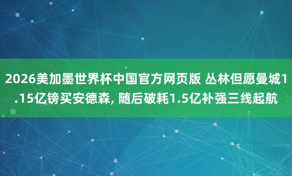 2026美加墨世界杯中国官方网页版 丛林但愿曼城1.15亿镑买安德森, 随后破耗1.5亿补强三线起航