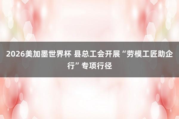 2026美加墨世界杯 县总工会开展“劳模工匠助企行”专项行径