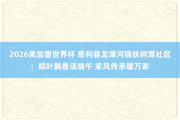 2026美加墨世界杯 慈利县龙潭河镇铁树潭社区:粽叶飘香话端午 家风传承暖万家