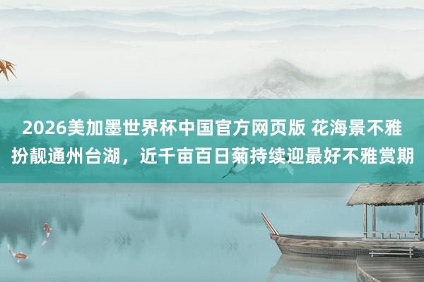 2026美加墨世界杯中国官方网页版 花海景不雅扮靓通州台湖,近千亩百日菊持续迎最好不雅赏期