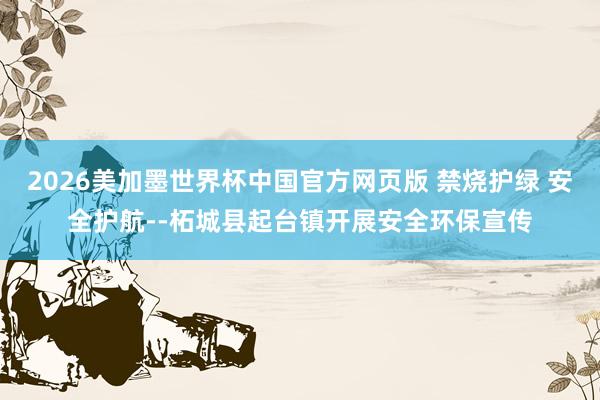 2026美加墨世界杯中国官方网页版 禁烧护绿 安全护航--柘城县起台镇开展安全环保宣传