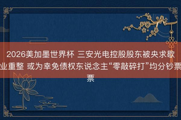 2026美加墨世界杯 三安光电控股股东被央求歇业重整 或为幸免债权东说念主“零敲碎打”均分钞票
