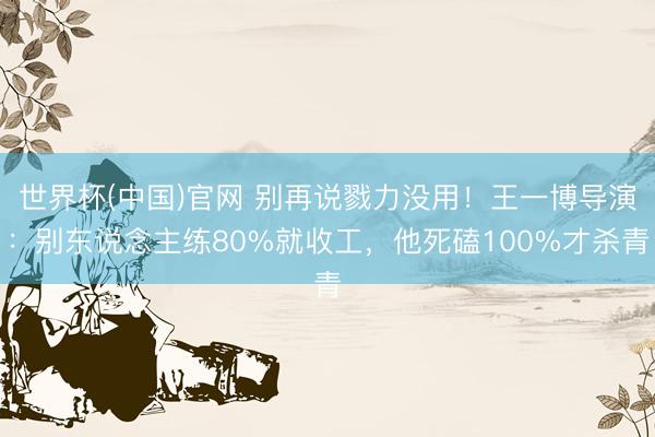 世界杯(中国)官网 别再说戮力没用!王一博导演:别东说念主练80%就收工,他死磕100%才杀青