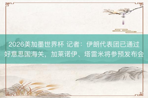 2026美加墨世界杯 记者:伊朗代表团已通过好意思国海关,加莱诺伊、塔雷米将参预发布会