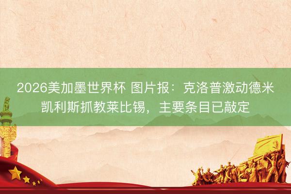 2026美加墨世界杯 图片报:克洛普激动德米凯利斯抓教莱比锡,主要条目已敲定