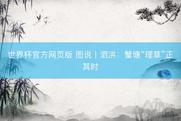 世界杯官方网页版 图说丨泗洪:蟹塘“理草”正其时