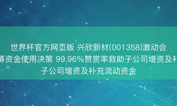 世界杯官方网页版 兴欣新材(001358)激动会高票通过超募资金使用决策 99.96%赞赏率救助子公司增资及补充流动资金